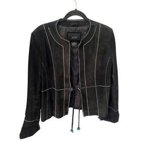 ZaZee Black Suede Jacket with Decorative Stitching Women Size L